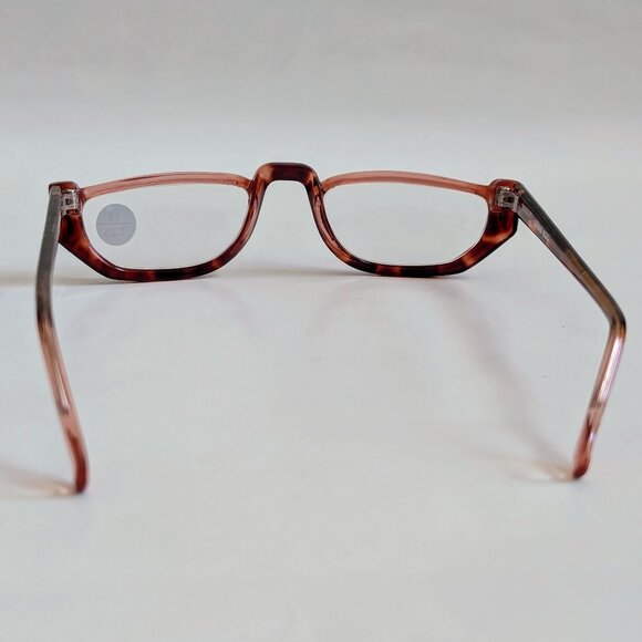 NWT Vintage 90's Plastic Rectangle Half Frame Reading Glasses (Red. Tortoise) - Picture 4 of 5
